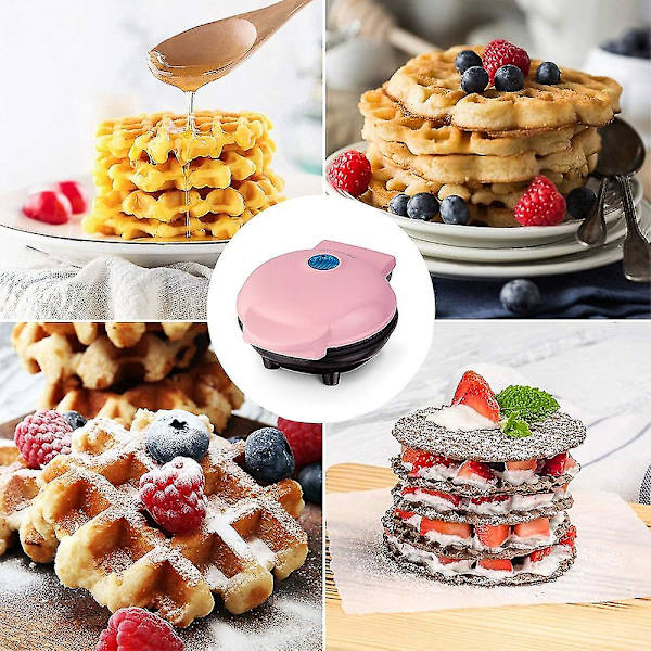 Mini våffelbryggare, liten våffelbryggare, nonstick våffelbryggare för hash browns, keto våfflor lätt att rengöra för individuella pannkakor, kakor, ägg Pink