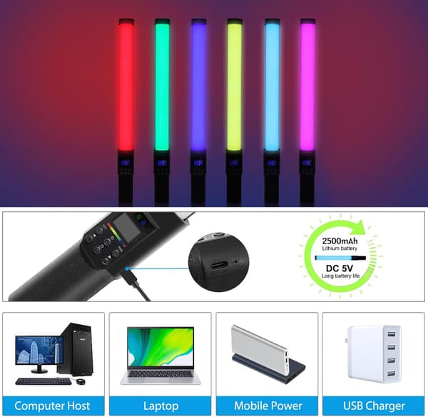 Håndholdt Rgb Led Lysstav 3000K-6500K Rør