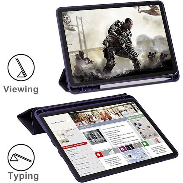 Ipad Air 4 case 10,9 tuumaa kynätelineellä, automaattinen herätys/nukkuminen Blue