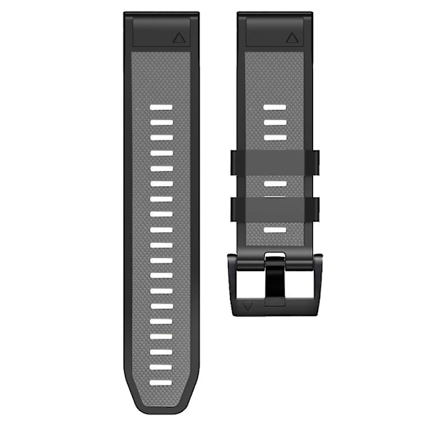 Diamantstruktur Klockarmband för Garmin Tactix 7 Pro / Fenix 7X / 6X Pro / 5X Plus, 26mm Tvåfärgat Silikon Sportband Grey Black