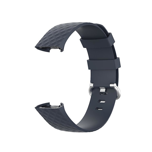 18mm Silverfärgat spänne TPU handledsrem armband för Fitbit Charge 4 / Charge 3 SE, Storlek: L Blue Gray