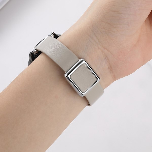 20 mm läderklockarmband för Samsung Galaxy Watch6 Classic 47 mm 43 mm, med magnetiskt viklås Pink Silver Buckle