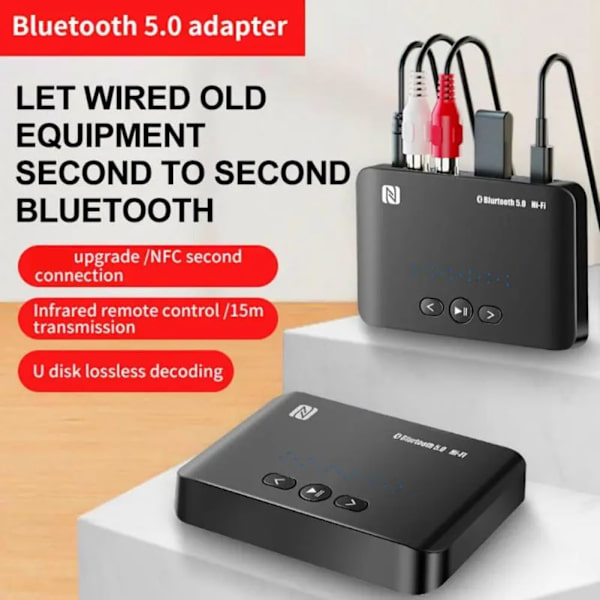 Bluetooth-mottagare Nfc Bluetooth 5.0 Sändtagare Stereo Aux-adapter