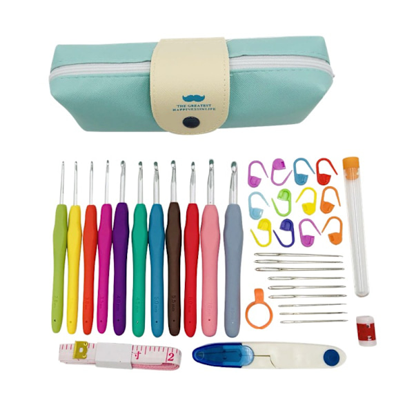 22-delat kit med virknålar, markörer, måttband - Stickning Kit multicolour