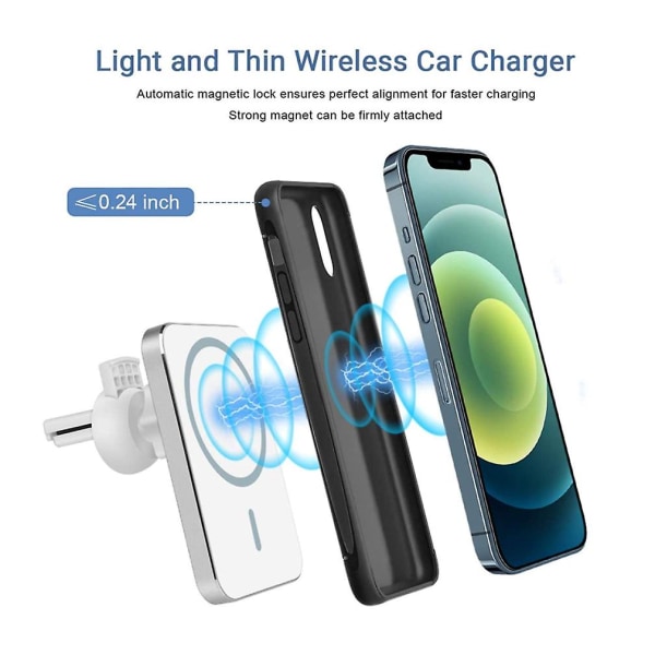 15 W magneettisella langattomalla autolaturitelineellä iPhone 12/12 Pro Max Mini -puhelimelle Magsafe-pikalataisella langattomalla autolaturitelineellä (valkoinen)