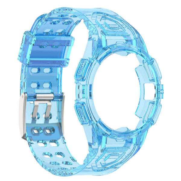 Silikone Watch Band Rem til Samsung Galaxy Watch4 44mm, med Integreret Watch Case Transparent Blue