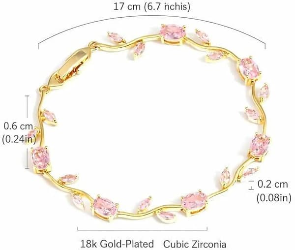 Armband för grenar rostfritt stål guld med zirkonstenar (vit)