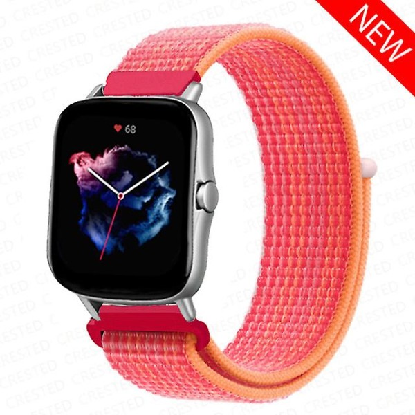 20mm 22mm Klockarmband För Amazfit Gts/2/2e/3/4/mini Gtr 4/2/3/pro 47mm Stratos 3 Nylonarmband Pulseira Correa Amazfit Bip Armband NEW RED 20mm