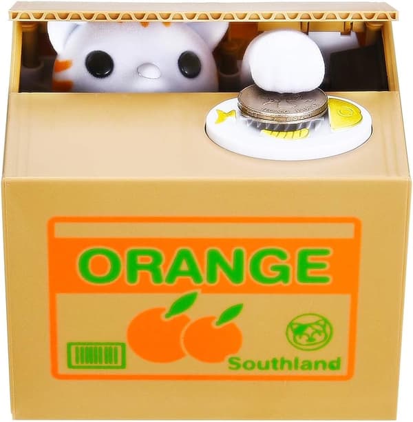 Spargris Crafty Cat, Batteridriven Barnleksak (Vit Katt)