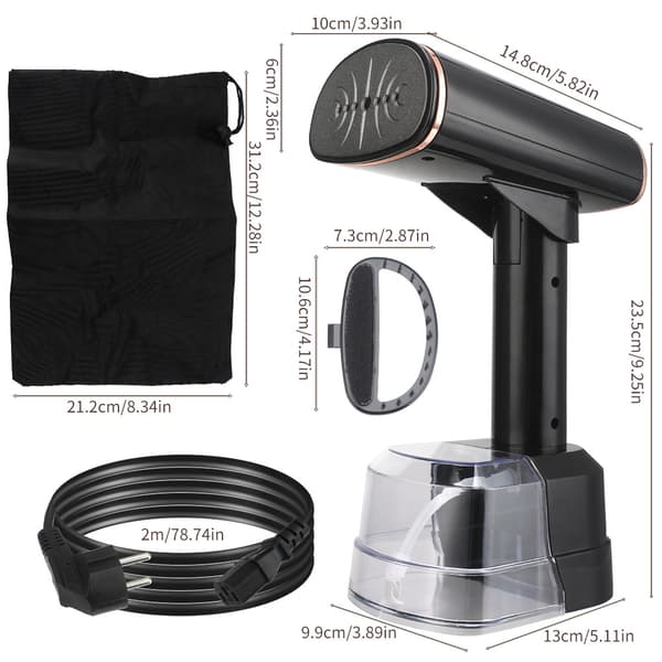 Klesdamper 1500W rask oppvarming, 400ml vanntank, LCD digitalt display (svart)