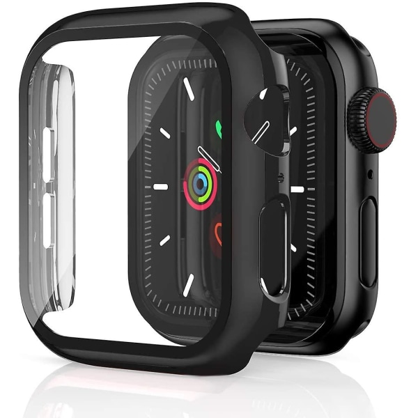 Glas+cover til Apple Watch Case 44mm 40mm Iwatch 42mm 38mm Skærmbeskytter+bumper Tilbehør til Applewatch Series 5 4 3 Se 6 38mm series 321 black 2