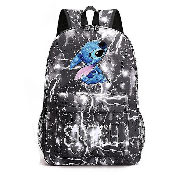 Stitch Ryggsäck Svart Stjärnhimmel Stor Kapacitet Student Skolväska Tide lightning black
