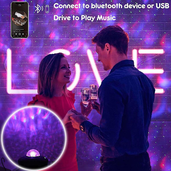 Star Projector Night Light, LED Ocean Wave Light Projector med fjernbetjening, 360° roterende søvn beroligende farveskiftende lampe