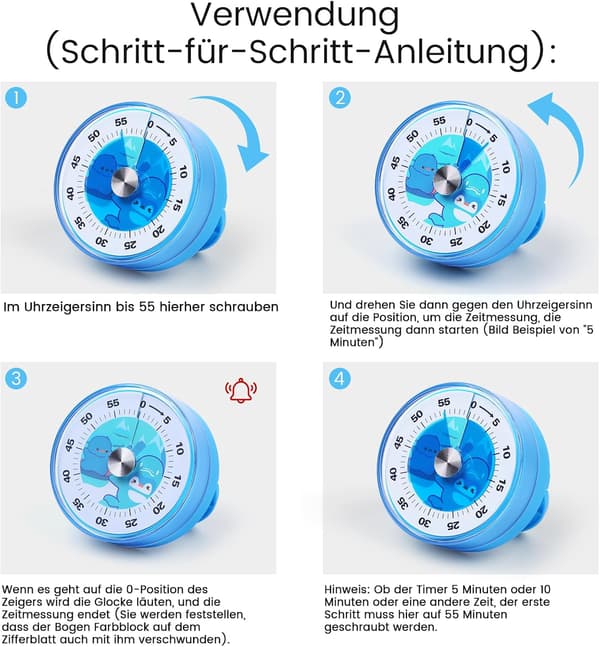 Mekanisk magnetisk klokketimer Alarm Kjøkkentimer med 60-minutter Green