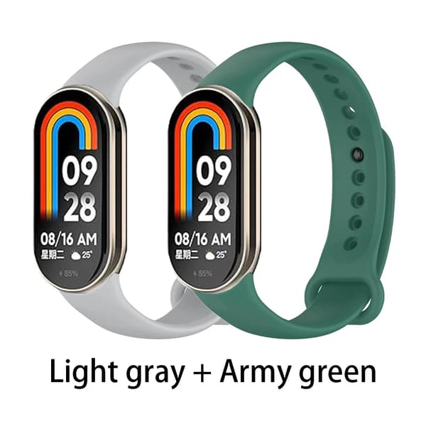 Armbånd til Xiaomi Smart Band 8/9/10, erstatningsarmbånd i silikon (grå-midnattsblå)