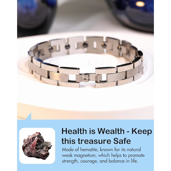 Armbånd for magnetisk terapi i titan rustfritt stål (rose gull)