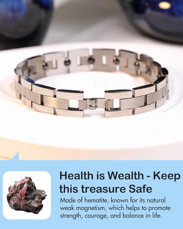 Armbånd til magnetterapi i titanium rustfrit stål (sølv)