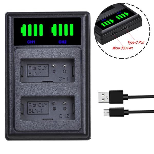Batterioplader til Olympus kamera BLN-1 oplader, E-M5 M-5 M5 II E-M1 PEN E-P5 EP5