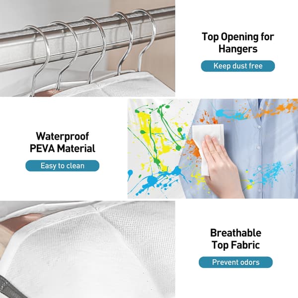 60' Hängande Plaggväska För Förvaring, Peva Material Vattentät Och Luktfri (6-pack)