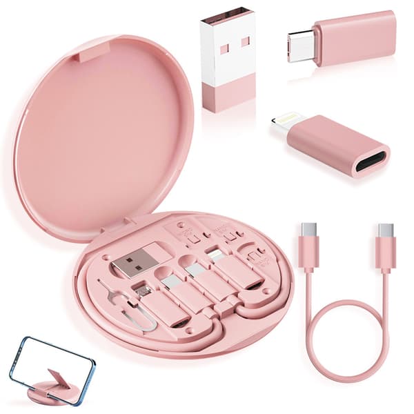 Sovitin - Moni-USB-lataussovitinkaapelisarja (pinkki)