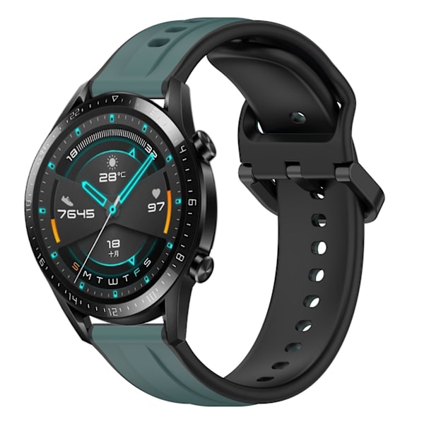 Konveks Loop Silikonrem for Huawei GT2 46mm Olive Green   Black