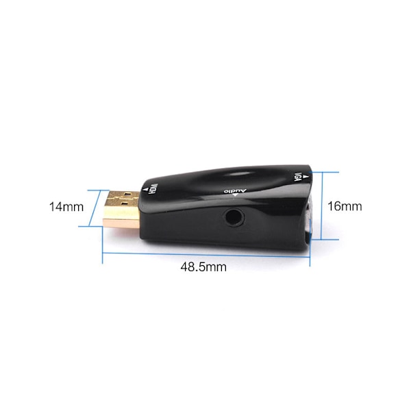 1080P HDMI til VGA Adapter, Videokonverter med Lydoutput