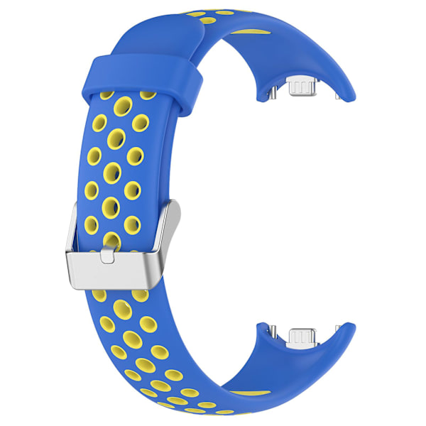 Kaksiväriset silikoniset rannekkeet Xiaomi Smart Band 8 -älykellolle, ruostumattomasta teräksestä valmistetulla liittimellä Blue Yellow