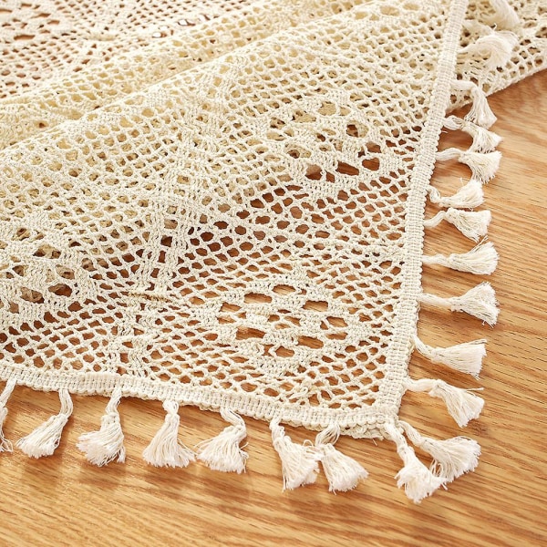 Hæklet blonde dug rektangel romantisk duge løber med vintage broderet til køkken spisning 140x250cm Beige