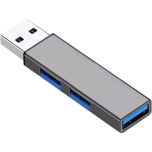USB-hub multiportadapter, 3-i-1-utvider (grå, 2-pakning)