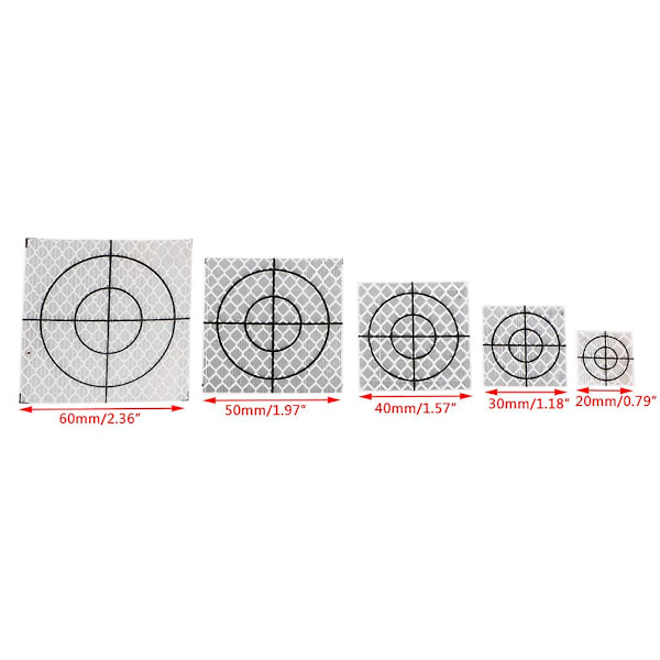 100 stk. Refleksark Reflekterende tape Target Total Station 20/30/40/50/60mm 20mm