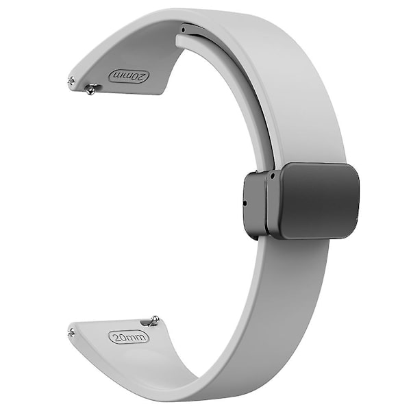 Silikonebånd til Samsung Galaxy Watch6 / Watch6 Classic / Watch 5 Pro / Watch4 Classic, Magnetisk foldelukkespænde 20mm rem Light Grey