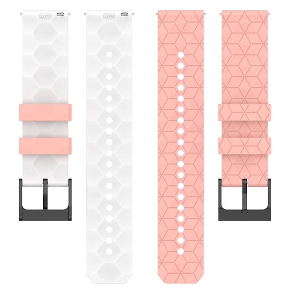 Klockarmband för Huami Amazfit GTR 4 46mm, fotbollsmönstrad tvåfärgad 22mm silikonklockarmband Pink  White