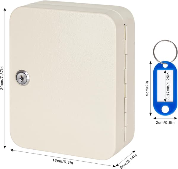 Förvaringslåsbox, 20 x 16 x 8 cm White 20 Key with Key