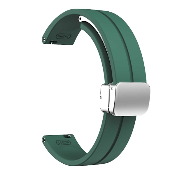 For Garmin Lily 2 silikone armbånd med magnetisk foldelukning Pine Needle Green Silver Buckle