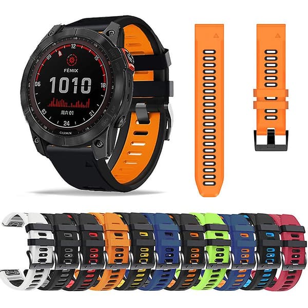 For Huami Amazfit Falcon/Coros Vertix Silikone Rem til Ur, Quick Release Rem til Ur Orange  Black