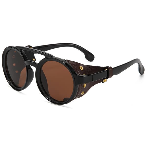 Steampunk-solbriller, rund side netting, sideskjold (06)