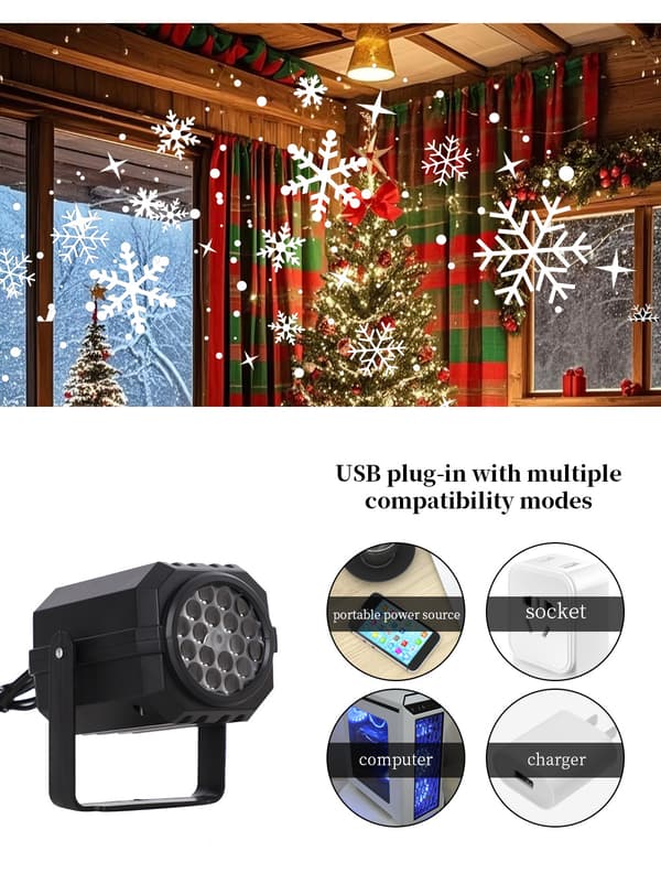 5V USB ferieprojektorlys til indendørs og udendørs dekoration Christmas