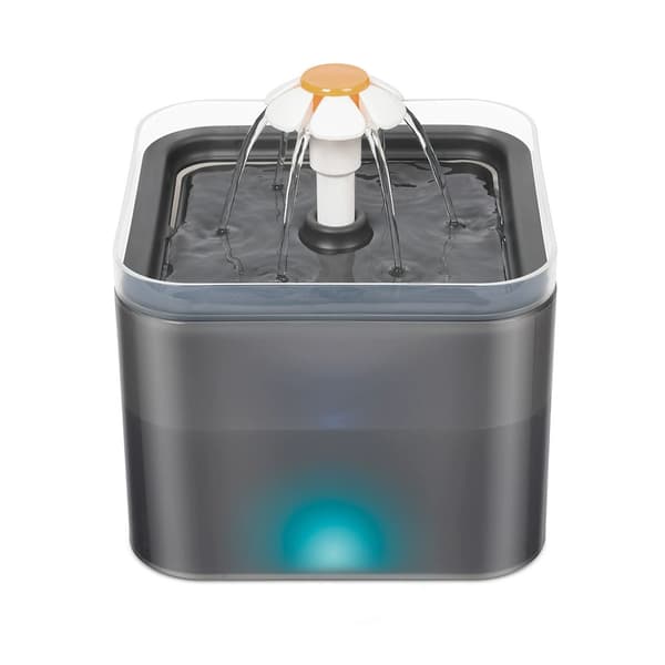 Automatisk springvand (Y-10) til kæledyr med LED-lys, 2L automatisk cirkulation (grå)
