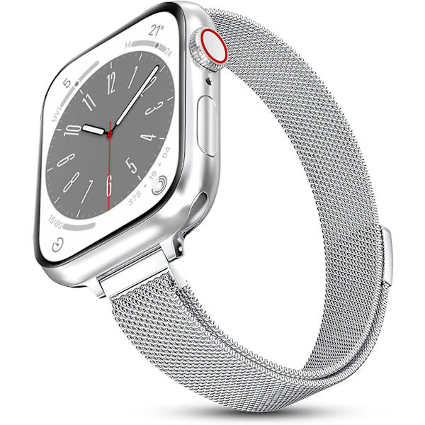 Milanese silmukkahihna Apple Watch rannekkeelle 40mm 44mm 41mm 45mm 38mm 42mm 49mm 45mm ohut rannekoru Iwatch Series 3 4 6 Se 7 8 Ultra 42mm 44mm 45mm 49mm slim silver