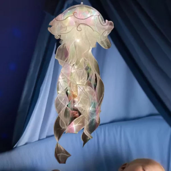 Jellyfish Lille Nattelys Realistisk Soveværelse Lys Lampe DIY til Værelse Dekoration White