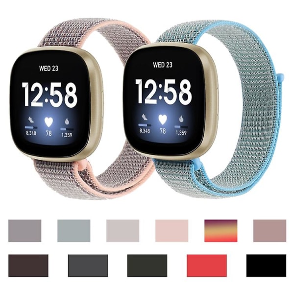 For Fitbit Versa 3 Nylon Loop Watch Band HOS Lake Blue