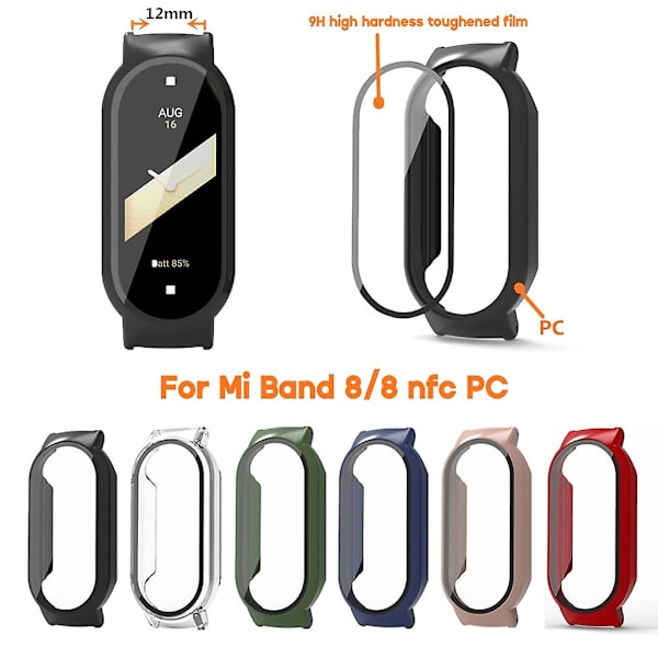 För 8/8 NFC Full Edge-Screen Protector Case Watch Bumper-Shell Dammtätt cover Army green
