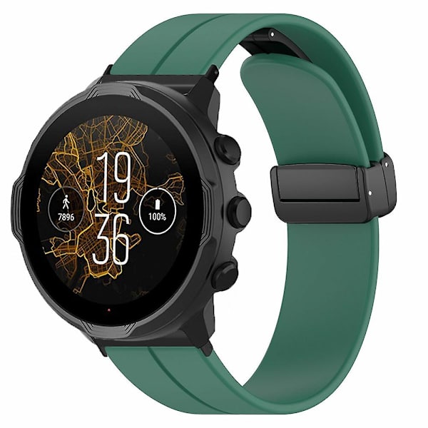 24mm silikonihihna Suunto Spartan Sport Wrist HR Baro/ Suunto 7 -kellolle (paksu jousi) Army Green