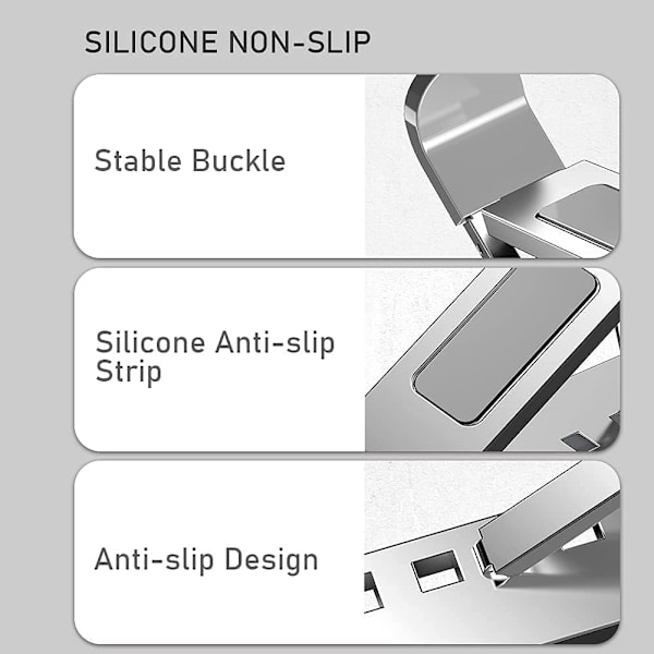 Støtte til bærbar computer, N8 aluminium kølende foldbar (sølv)