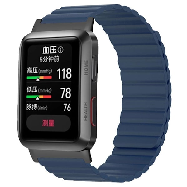 Magnetisk justerbar silikon+metall klokkestropp erstatning for Huawei Watch D Dark Blue