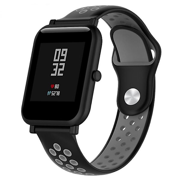 KLB-SSGJ-004 Samsung Gear Sport / Samsung Gear S2 Classic -silikoniranneke 20 mm:n soljella varustettu rannekoru Black  Grey