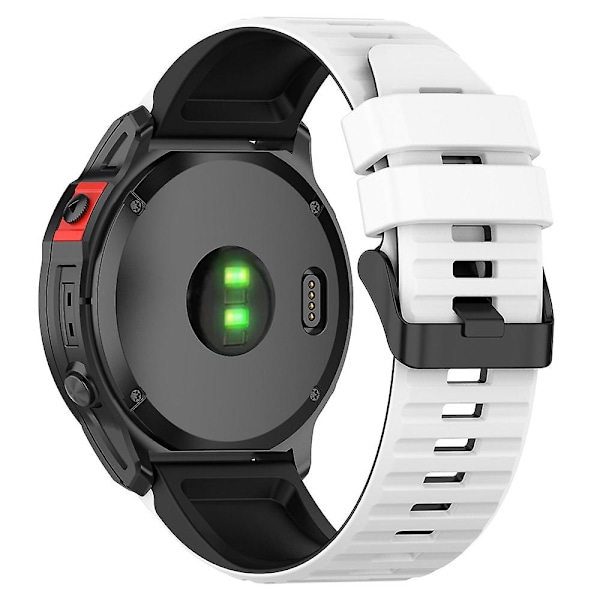 Silikonklokkebånd Tofargede horisontale striper Rem for Garmin Fenix 7 Pro White Black