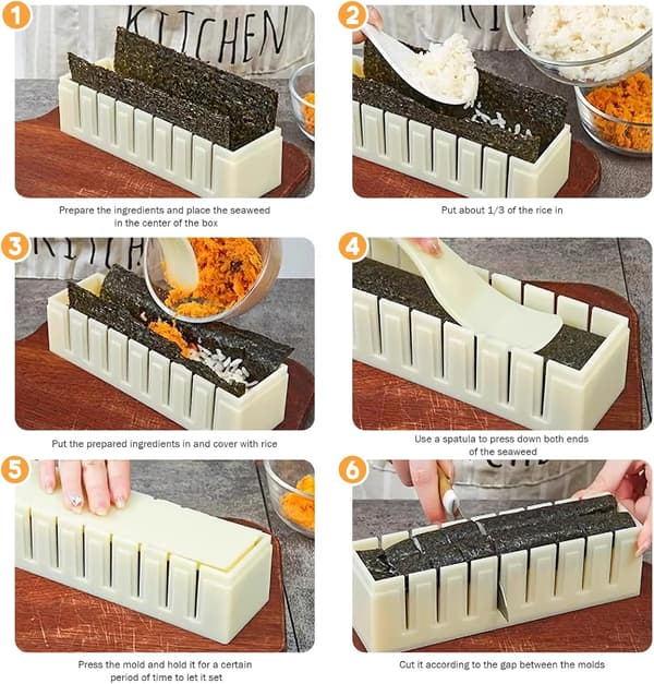 Sushimaskin - Nybörjare, DIY Onigiri Form 10-pack (Röd)