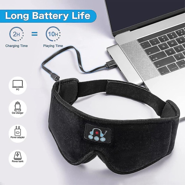 Unimaski Bluetooth kuulokkeilla, 3D Sleeping Blackout cover Black