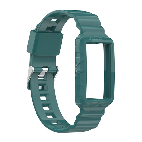 Silikon One Body Armor klockarmband för Fitbit Charge 4 Green Pine Needles